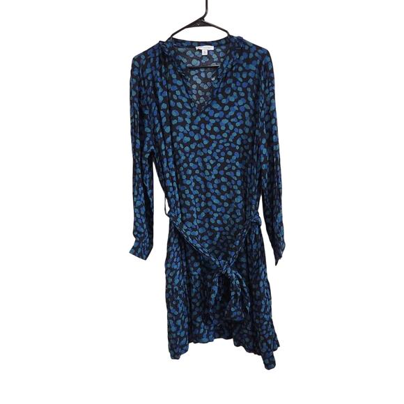 Free Assembly Dresses & Skirts - Free Assembly Printed Black Ruffle Trim Long Sleeves Tiered Belted Mini Dress XL